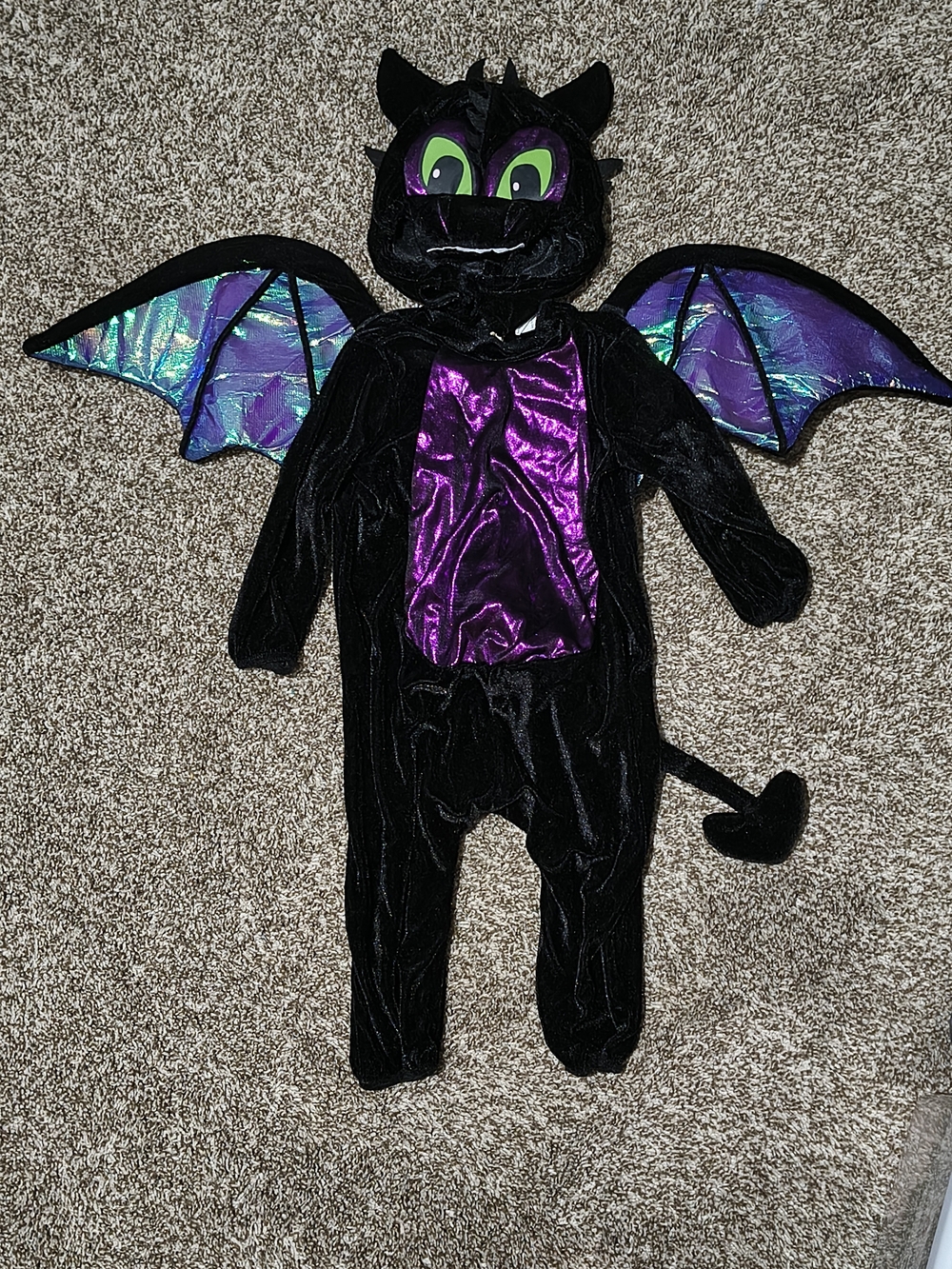 6-12 Month Black and Purple Dragon Costume - Winged Outfit